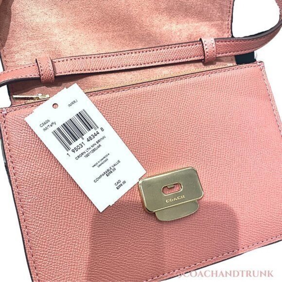 AUTHENTIC COACH Leather Mini Brynn Crossbody Taffy Pink Gold Accents - Picture 5 of 6